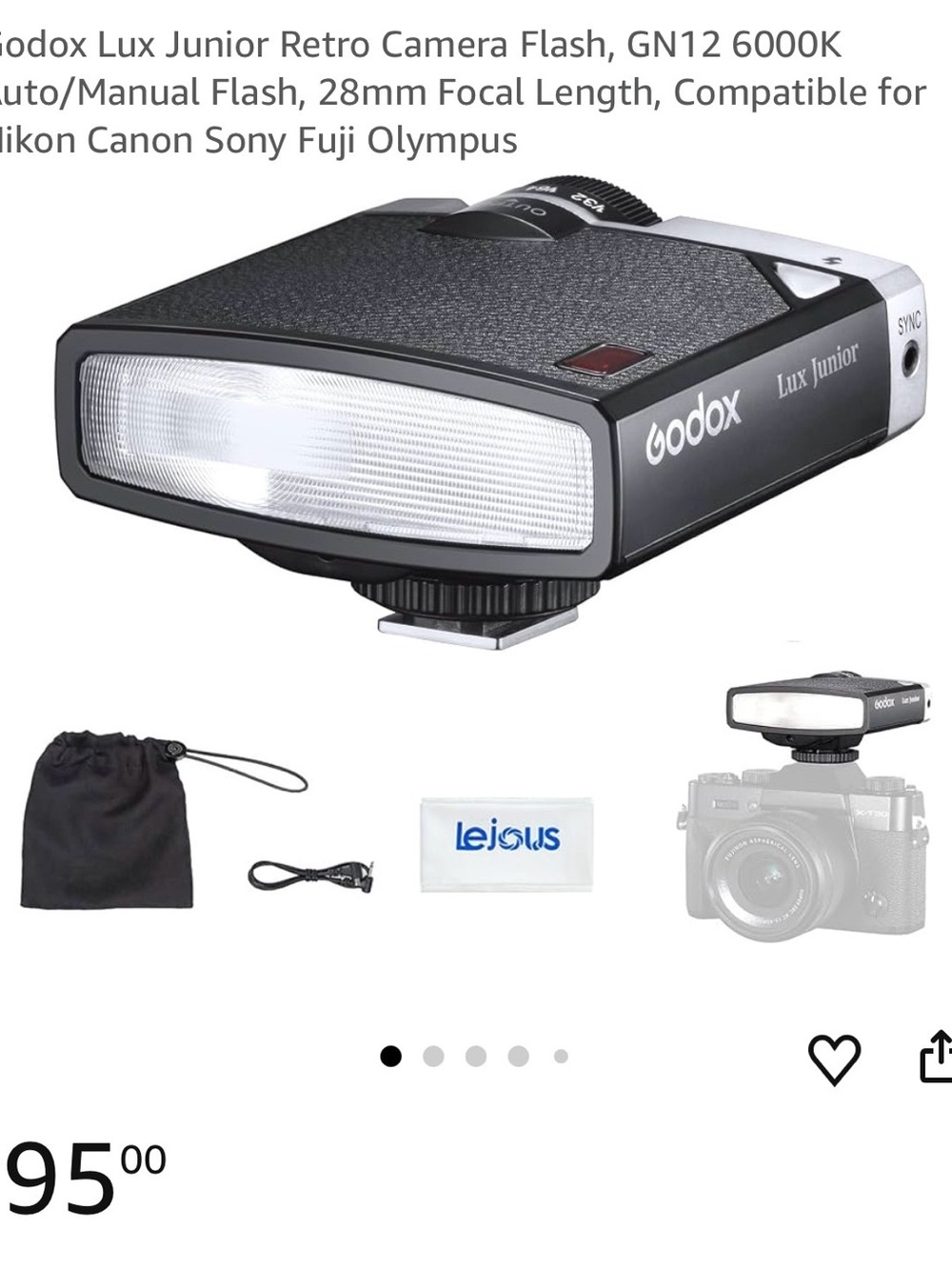 Godox Lux Junior GN12 6000K Camera Flash - Black